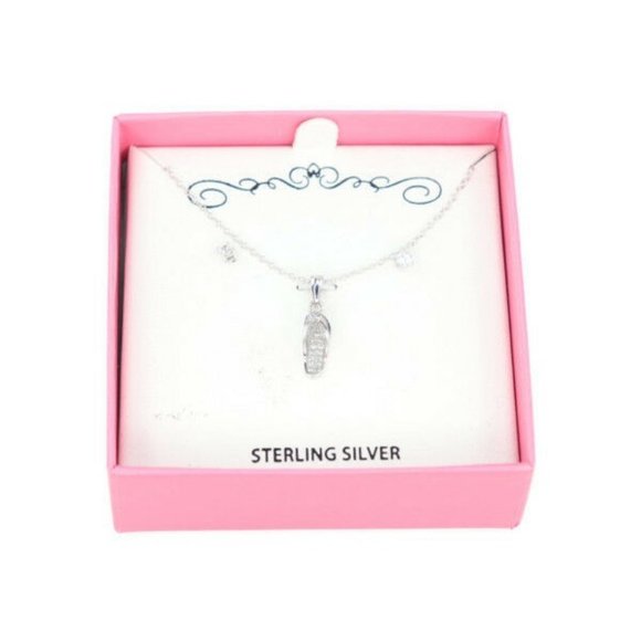 Flip-flop 2-Pc Set Cubic Zirconia Pendant Necklace and Stud Earrings in Sterling - Picture 1 of 2